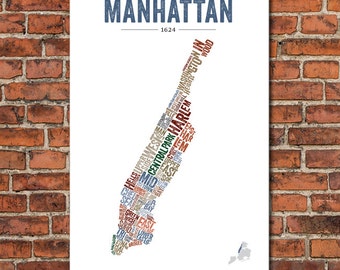 The Boroughs of New York City Series – Manhattan, Art Print