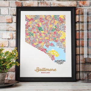 Carte des quartiers de Baltimore, impression artistique