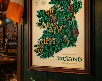 Counties of Ireland Map, Art Print