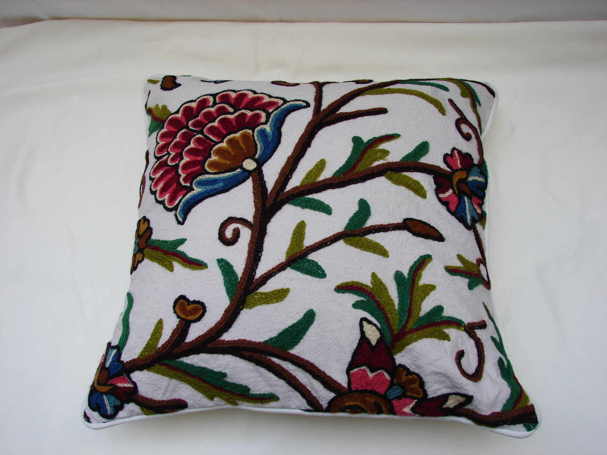 Crewel Cushion Covers Hand Embroiderd by Wool on thick Etsy