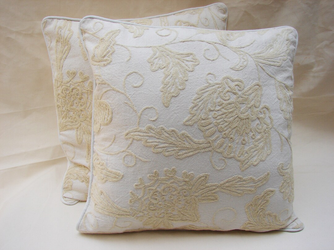 Kashmir Crewel Embroidered Pillows Set of Two Etsy Denmark