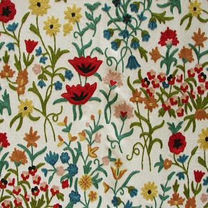 Crewel Embroidered Fabric # Eden Garden ZE-722 Price per yard. We can make curtains also according your measurements Contact for quote