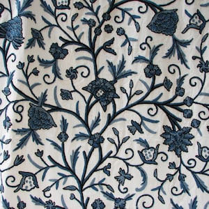 Crewel Hand Embroidered Fabric Florel sold by the yard. We can craft curtains to your specifications. Please contact us for a quote. Kashmir