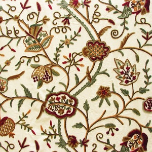 Multicolor - Original Chain Stitch Crewel Hand Embroidery Cotton Duck Cushion Cover (16 x 16 in)