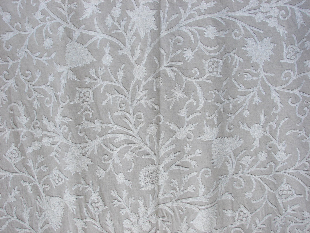 Crewel Work on Linen Price by the Yard and Made to Measure Curtains at