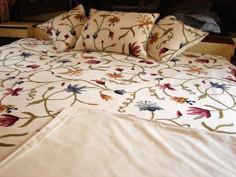 Crewel Embroidered Fabric Bythe yard We can make Curtains Etsy