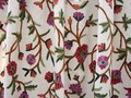 Hand Embroidered Floral Crewel Fabric: 54" Wide Cotton Shali