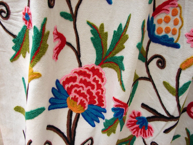Crewel Fabric Hand Embroidered by Wool on Cotton Bythe Yard Etsy