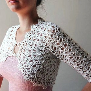 Crochet Lace Bolero Jacket For Party Elegant Crochet Shrug With Half Sleeves, Wedding Bolero Jacket Made To Order