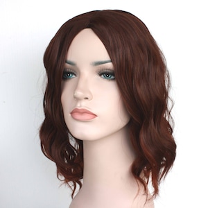 Brown shoulder length wavy wig. Mid length daily wearing wig for women. High quality synthetic hair. Ready to ship. Free shipping in USA.