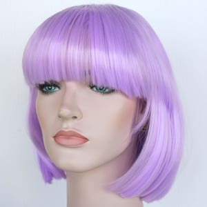 Lilac bob wig for women. Light purple short wig. Light violet synthetic wig. High quality synthetic hair. Ready to ship. Free US shipping.