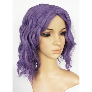 Dark dusty purple shoulder length wavy wig. Purple wig. Dark purple hair. Daily wearing wig for women. ready to ship. Free shipping in USA.