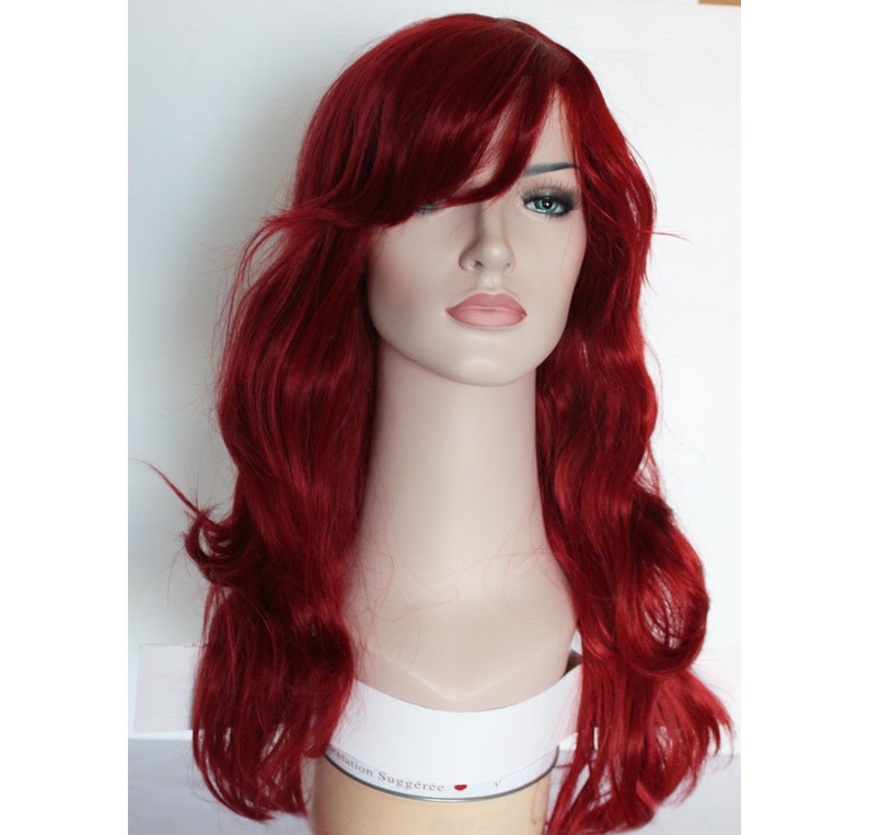 Long Wavy Curly Dark Red Wig Hair Etsy