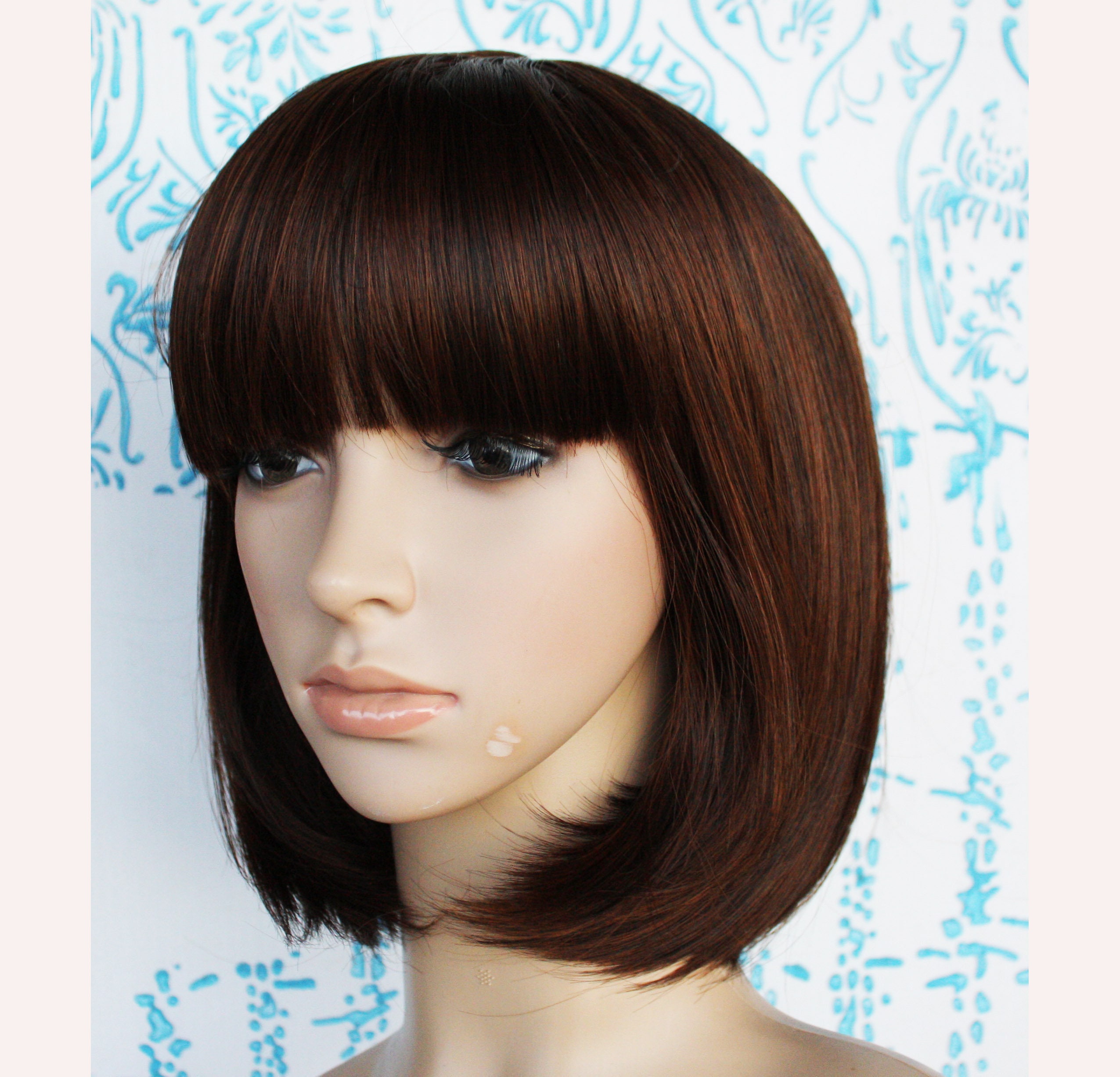 Brown bob sale wig with bangs