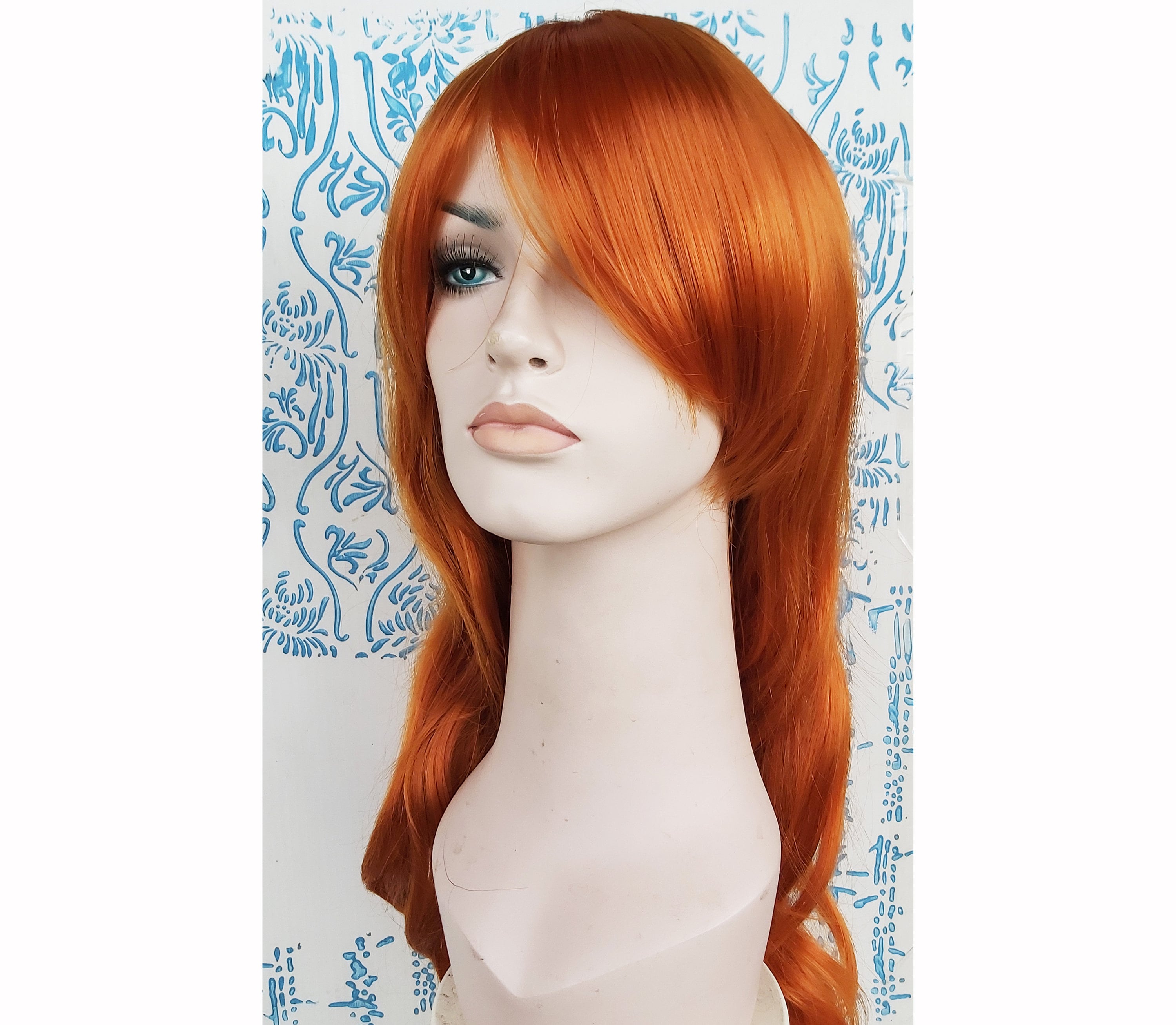 Burnt Orange Long Wavy Wig: Heat Resistant Synthetic Hair - Etsy display picture 3