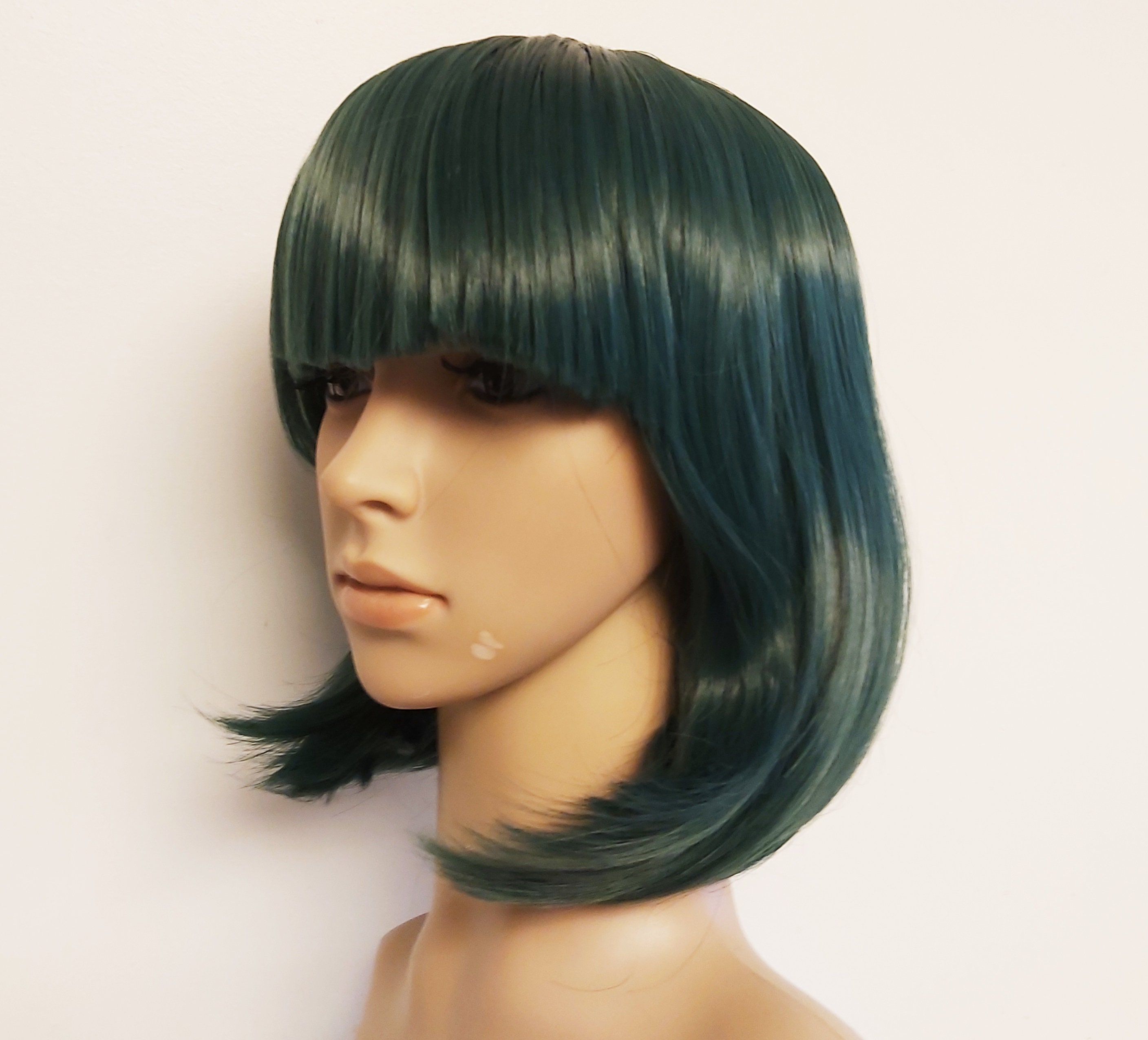 Dark Teal Turquoise Bob Wig With Bangs. Deep Green Short Synthetic Hair. Daily Wearing Wig for Women. Ready to Ship. Free Shipping in USA. Etsy UK