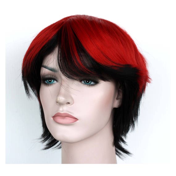 red and black short wig