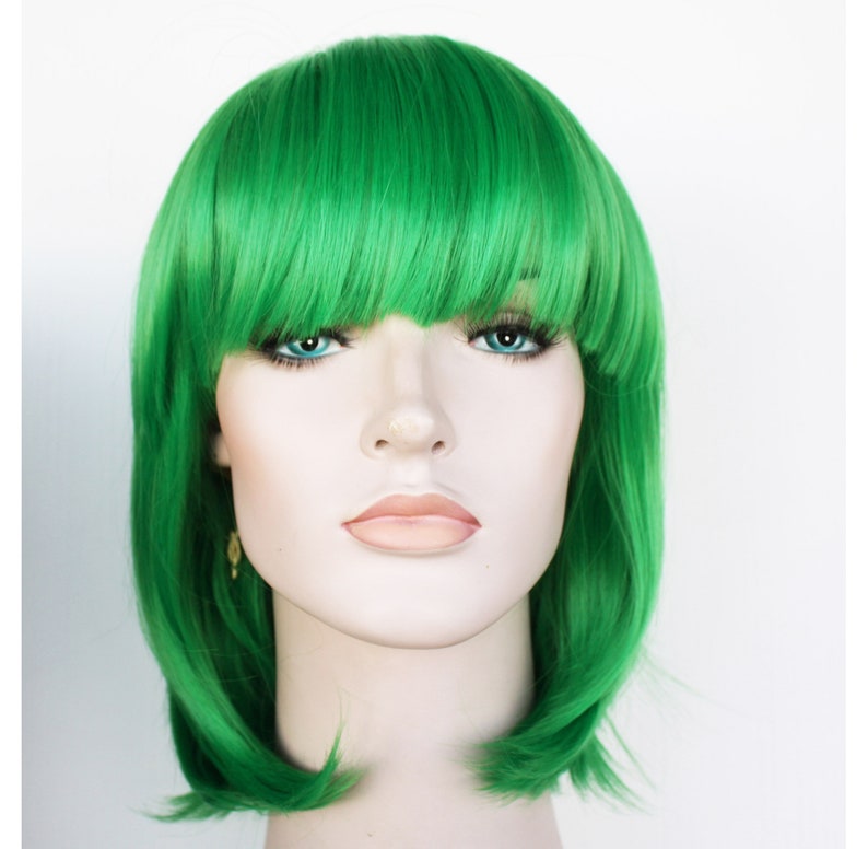Grass Green bob wig with bangs. Grass Green short hair. ready | Etsy
