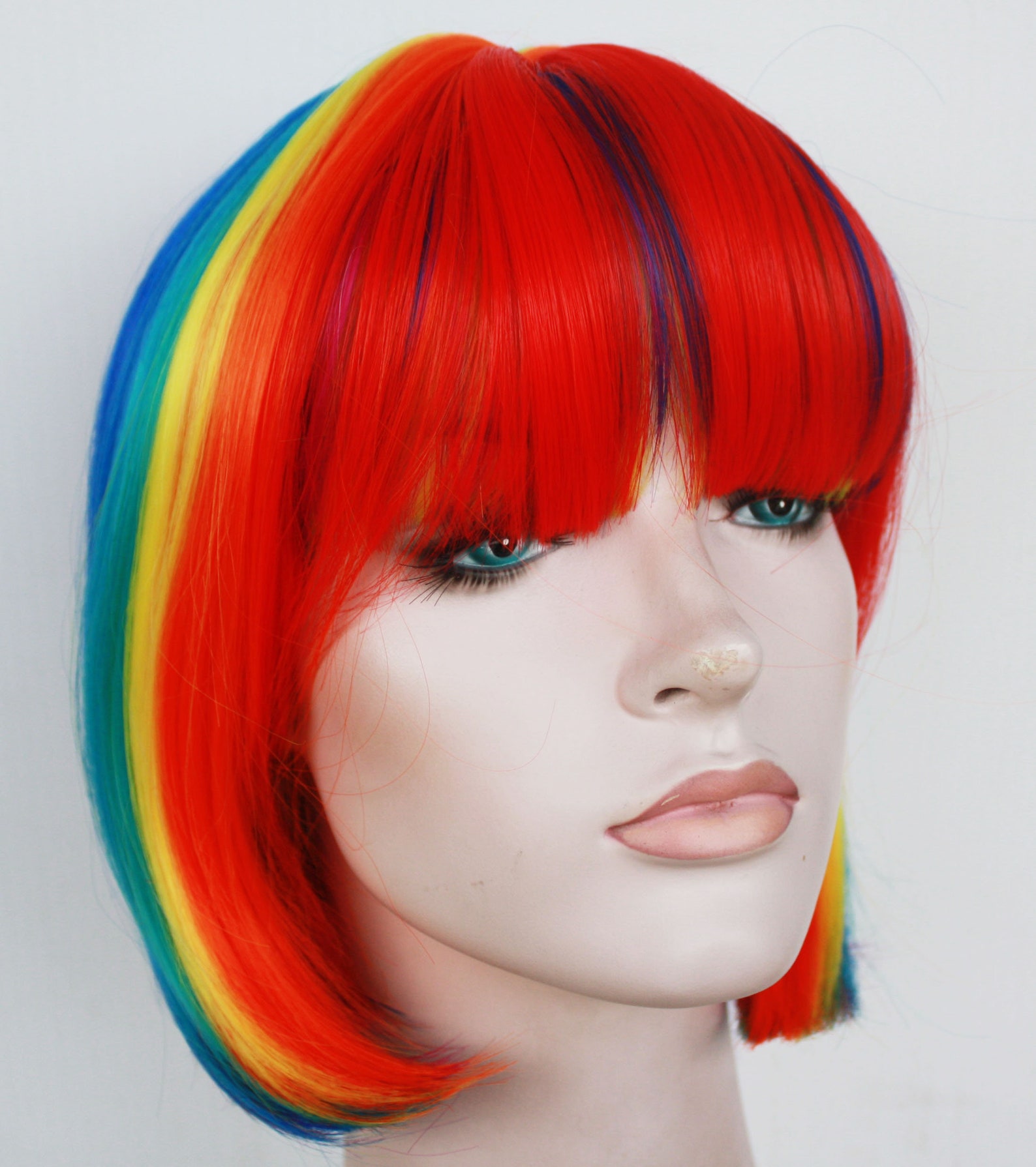 Beautiful Rainbow Bob Wig for Women. Halloween Costume Wig. Etsy UK