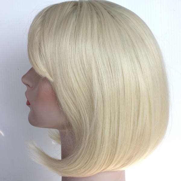 Light blonde short bob wig for women. Beige bob wig. Daily wearing wig. High quality synthetic hair. ready to ship. Free shipping in USA.