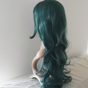 Dark Green Curly Wig: Long Synthetic Hair, Heat Resistant, 24 Inch image 9