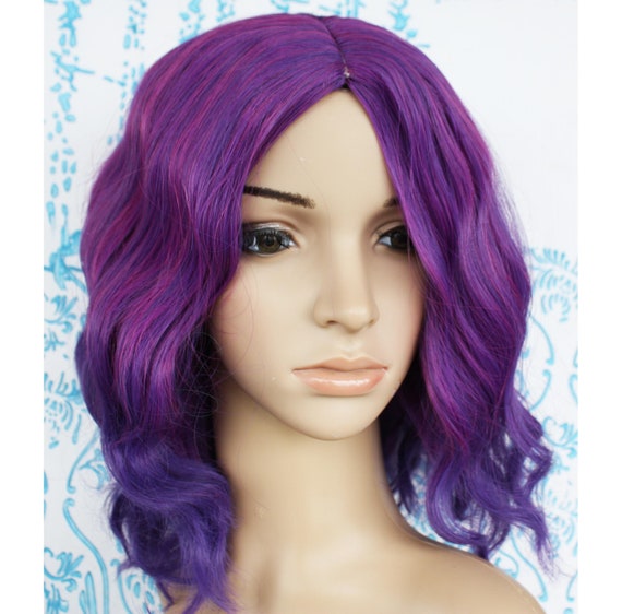 Dark Dusty Purple And Pink Ombre Curly Shoulder Length Wig Etsy