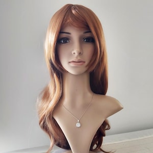 Brown wavy long wig for women. Daily wear brown wavy wig. Heat-resistant high quality synthetic hair. Ready to ship. Free US shipping.