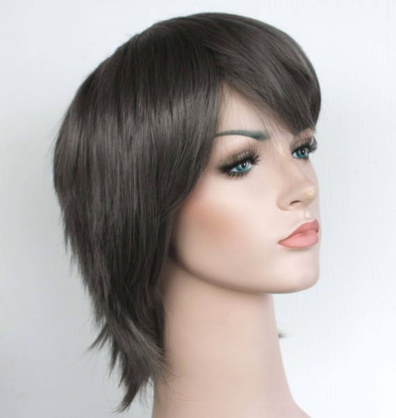 Charcoal Short Wig Dark Gray Short Hair High Quality Smooth Wig Ready To Ship