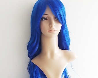 Long Blue Wavy Wig: Synthetic Costume Hair (28 inch)