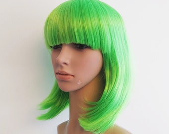 Green long bob heat resistant wig w/ bangs Amazon.com: WIGER Long Green Wigs with Bangs Straight Dark  main image 2