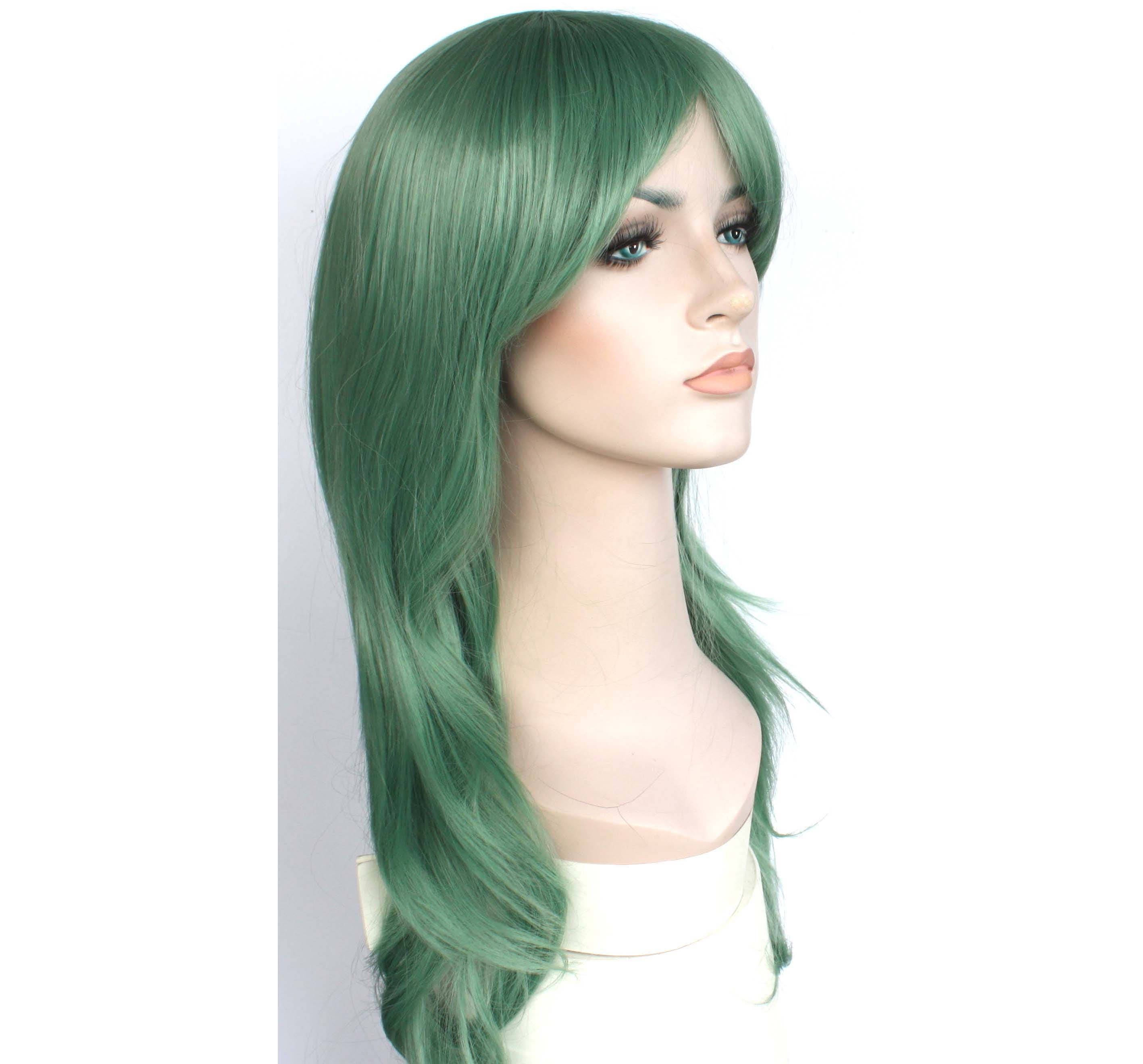 Long Wavy Jade Green Wig. Synthetic Hair. Party Green Wig for - Etsy