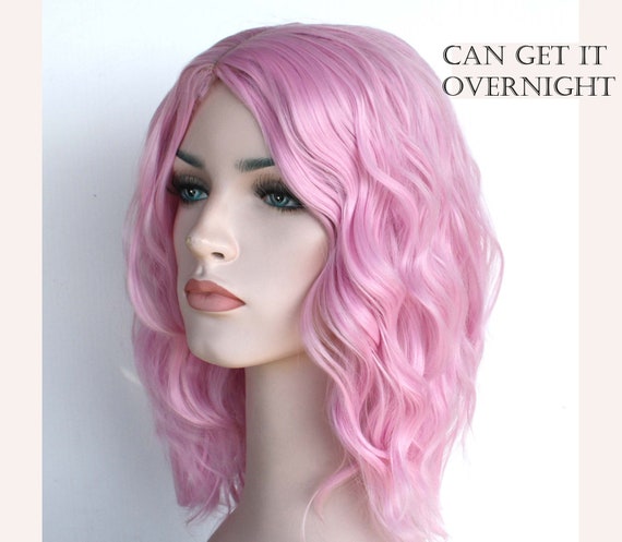 Pink Wavy Short Wig Pink Shoulder Length Wavy Hair Etsy