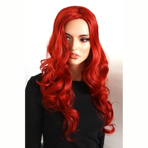 Red Curly Cosplay Wig: Long Synthetic Hair, Heat Resistant