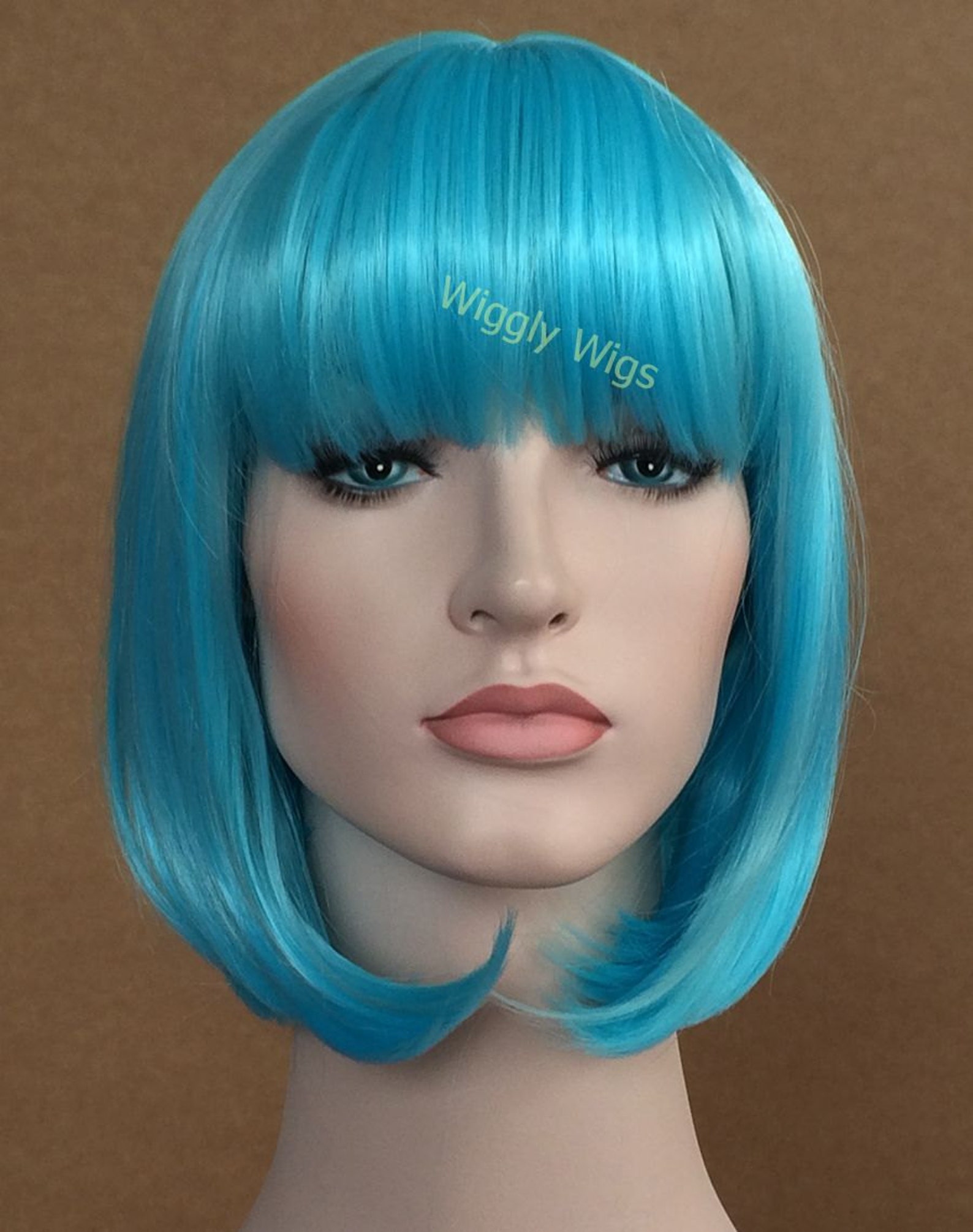 Aqua blue bob wig short wig. ready to ship. Holiday party wig. Etsy
