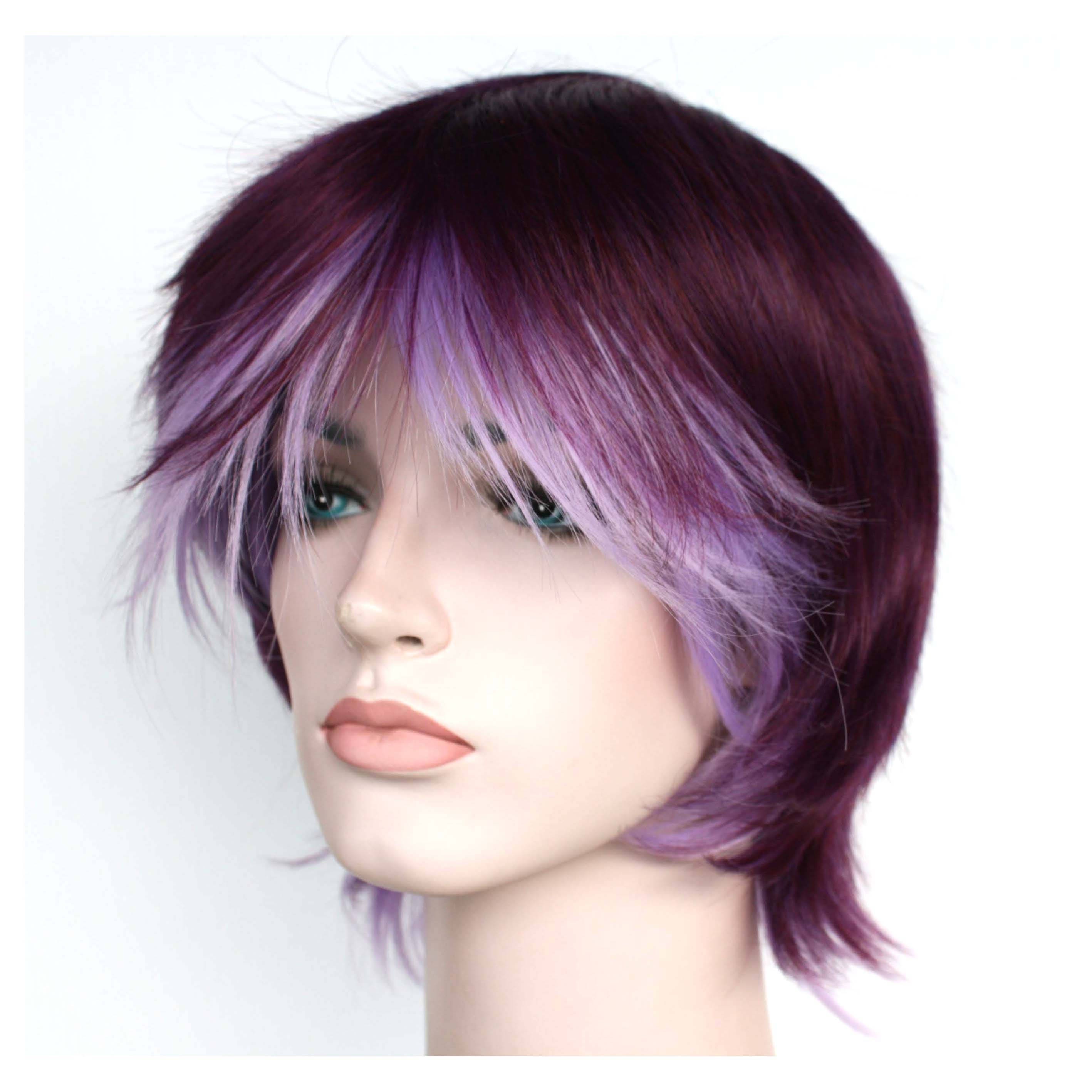 11'' Short Messy Spiky Bellflower Purple Synthetic Cosplay Wig NEW