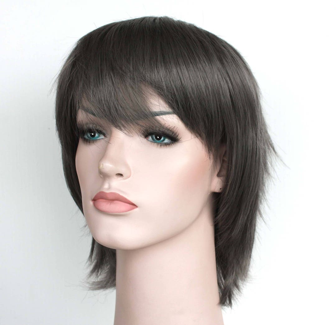 Charcoal Short Wig. Dark Gray Short Hair. High Quality Smooth Etsy