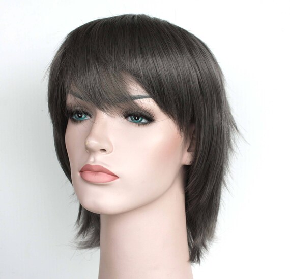 Charcoal Short Wig Dark Gray Short Hair High Quality Smooth Wig Ready To Ship