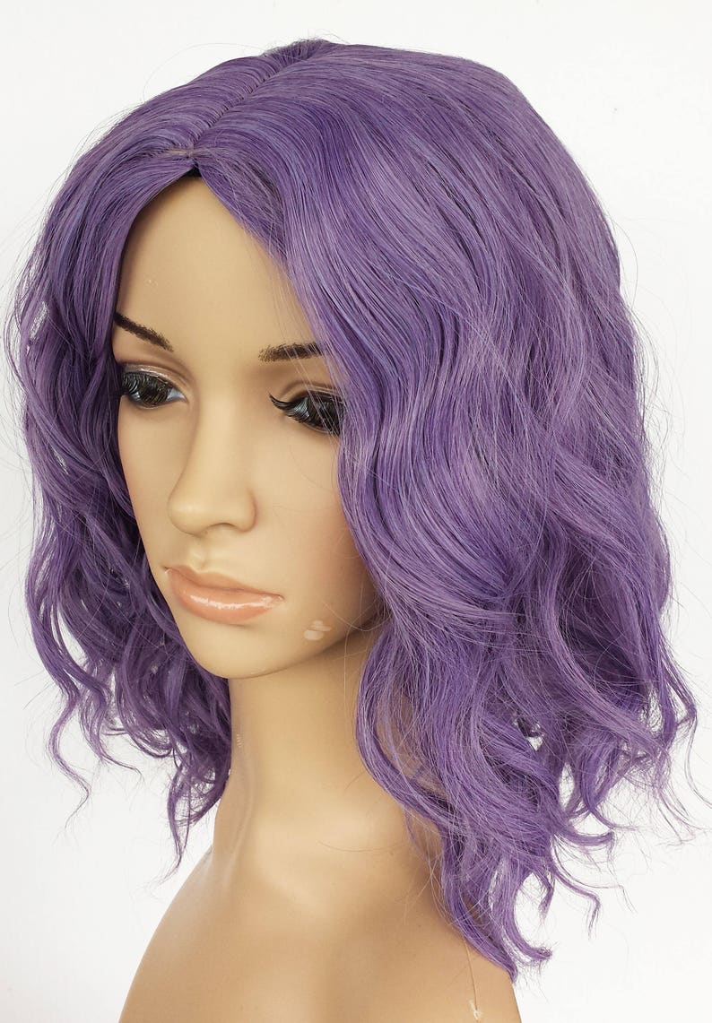 Dark Dusty Purple Shoulder Length Wavy Wig. Purple Wig. Dark Etsy
