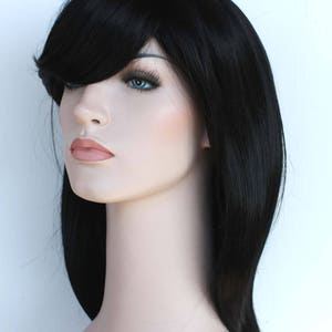 Black long wavy wig for women. Premium Natural looking daily wearing high quality synthetic black long hair. ready to ship. Free US shipping