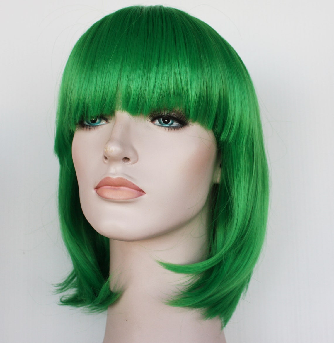 Grass Green bob wig with bangs. Grass Green short hair. ready | Etsy