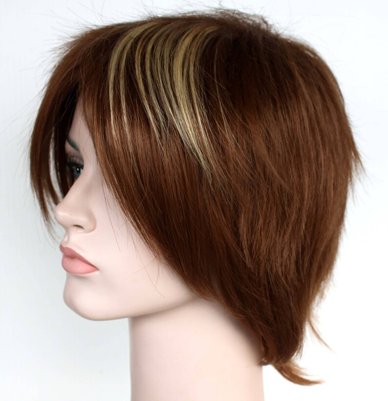 Brown and blonde spiky short wig for women. Ready to ship ...