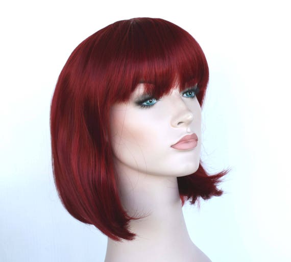 Dark Red Bob Wig Short Wig Women S Costume Wig Ready To Ship