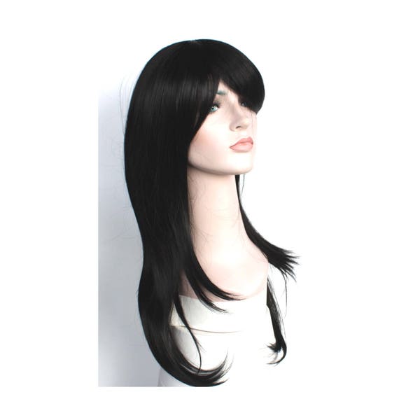 Black long wavy wig. Daily wear black long hair for women. High quality synthetic long hair. Ready to ship. Free shipping in USA.