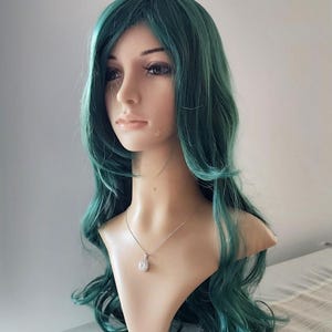 Dark Green Curly Wig: Long Synthetic Hair, Heat Resistant, 24 Inch image 8
