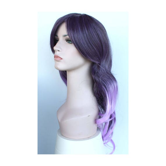 Long Dark Purple Light Purple Ombre Curly Wig Ready To Ship Etsy