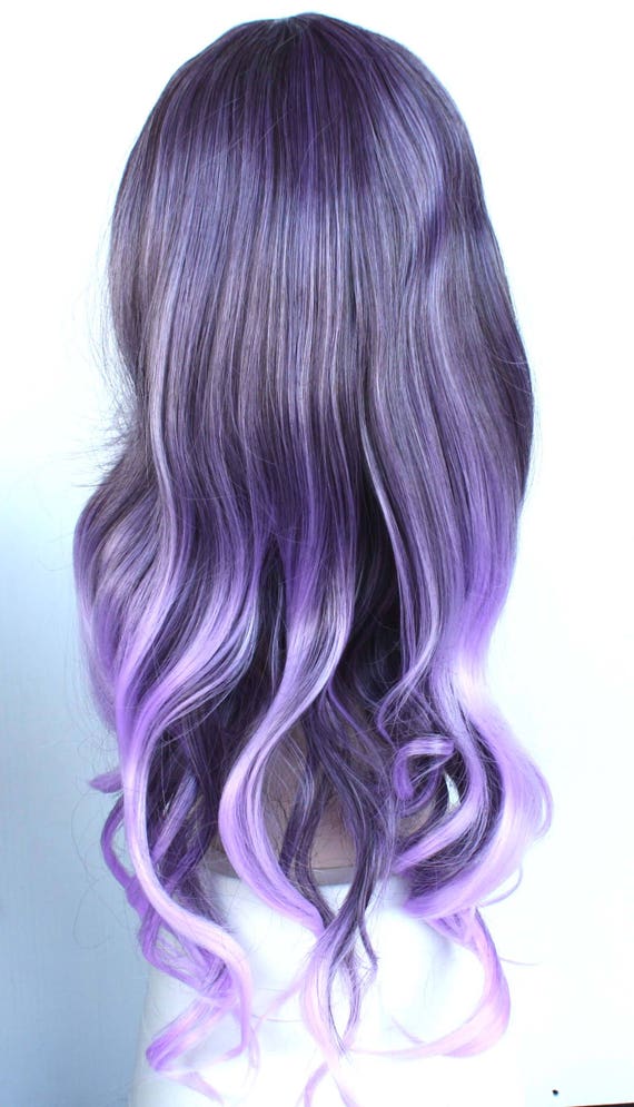 Long Dark Purple Light Purple Ombre Curly Wig Ready To Ship