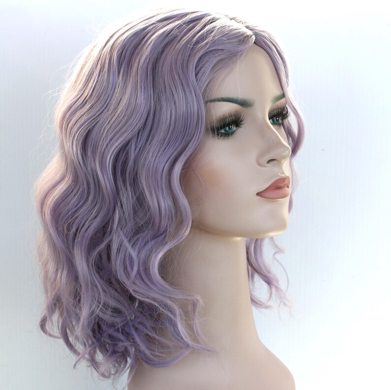 Dusty Lilac Shoulder Length Wavy Wig Taro Short Wig Lavender Etsy