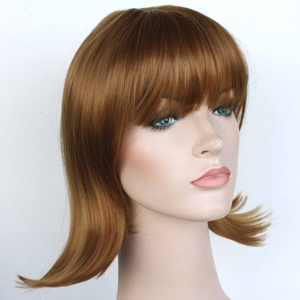 Brown bob wig with bangs. Brown short hair. Daily wearing short wig for women or teen. Free shipping in USA. Free wig cap. Ready to ship.