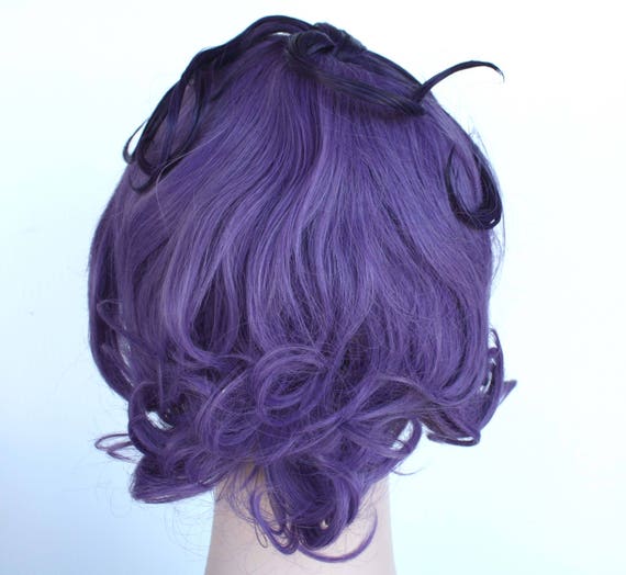 Short dark 2024 purple wig