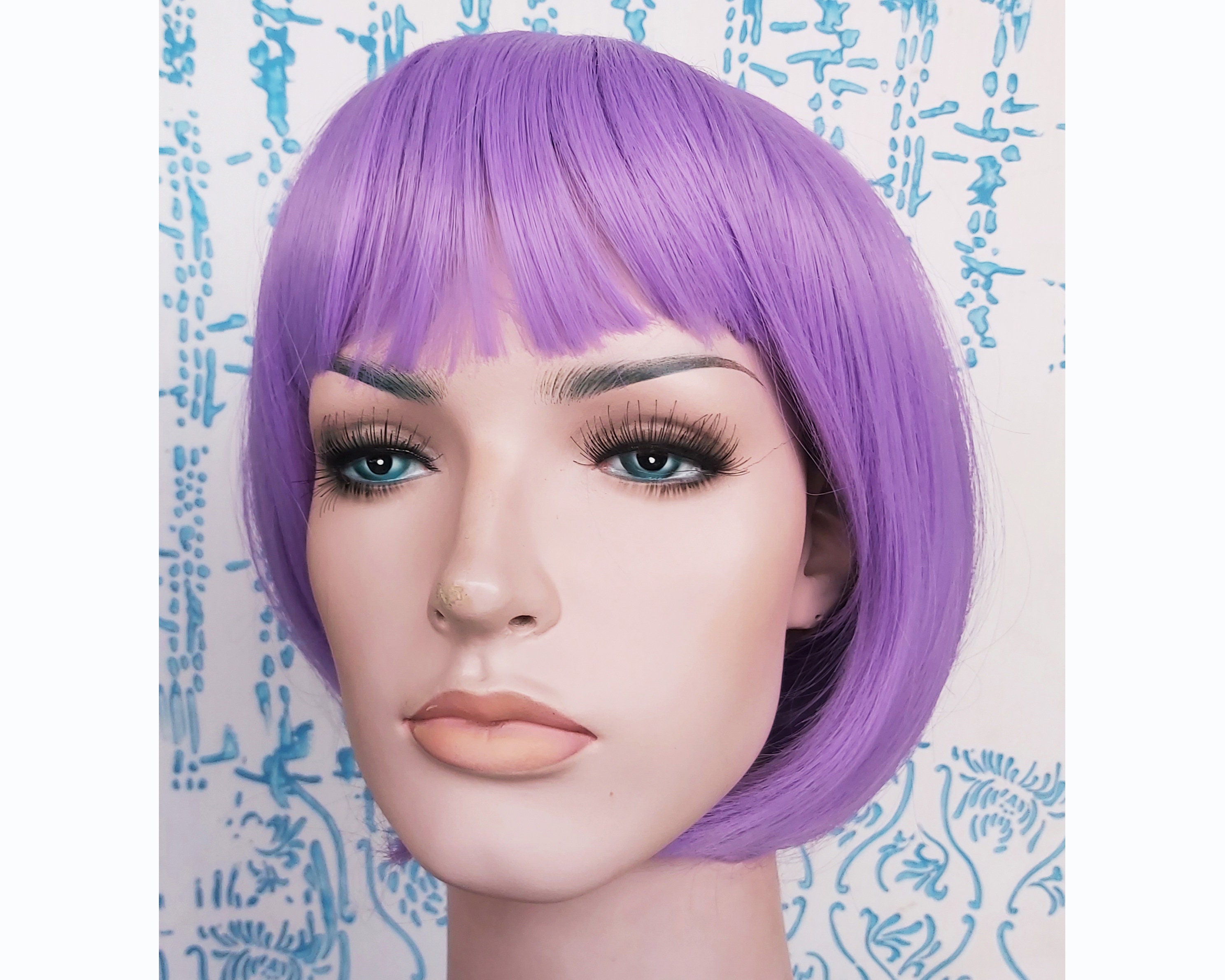 Image of Lavender blunt cut bob with side-parting